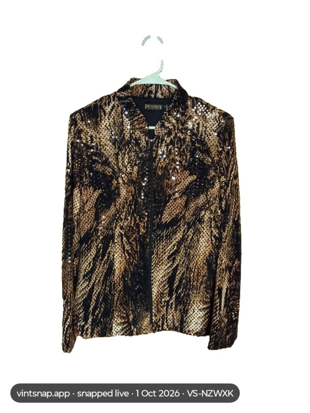 Picadilly Fashion Black and Gold Sequin Bomber Jacket